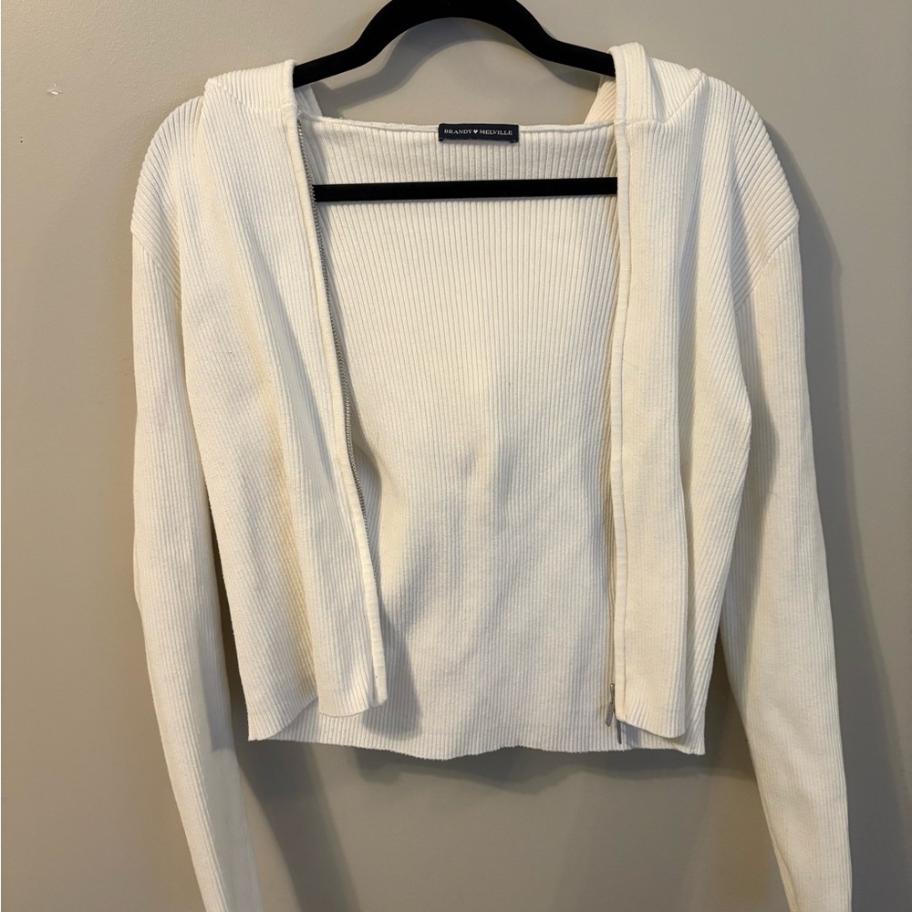 Brandy White Ribbed Women's Sweater